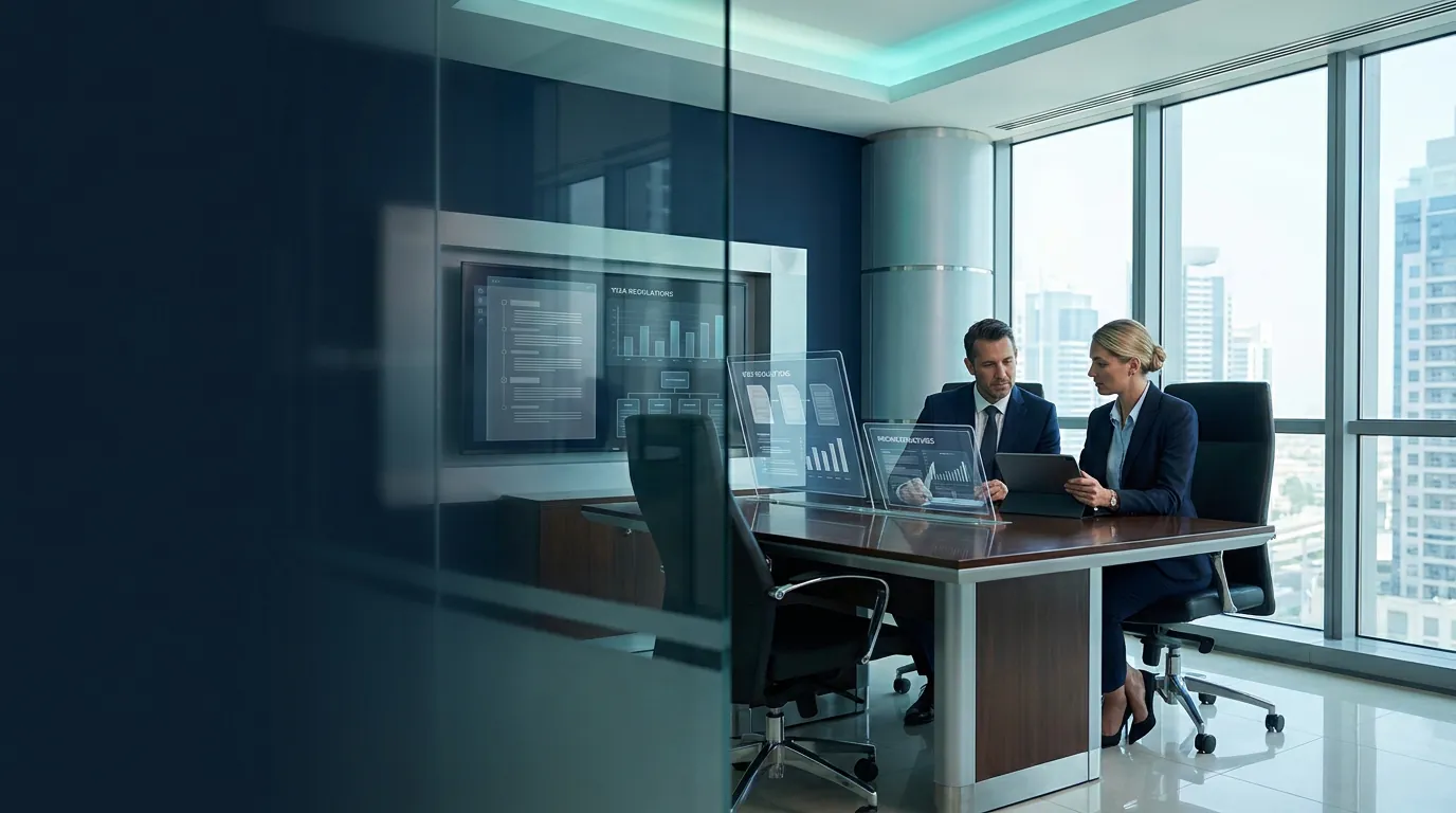 Consultants reviewing structured Free Zone source material